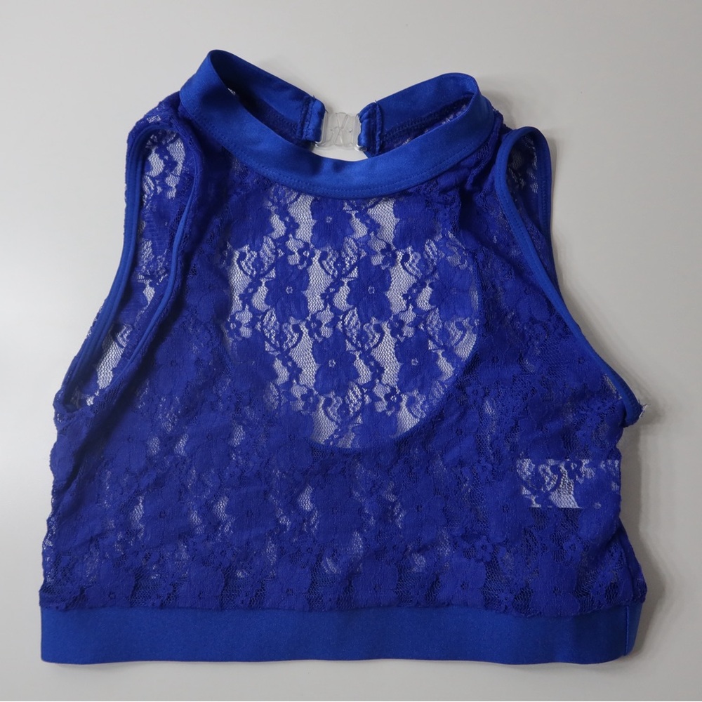 Royal Blue Lace Cropped Tank Going out or Dance wear Top